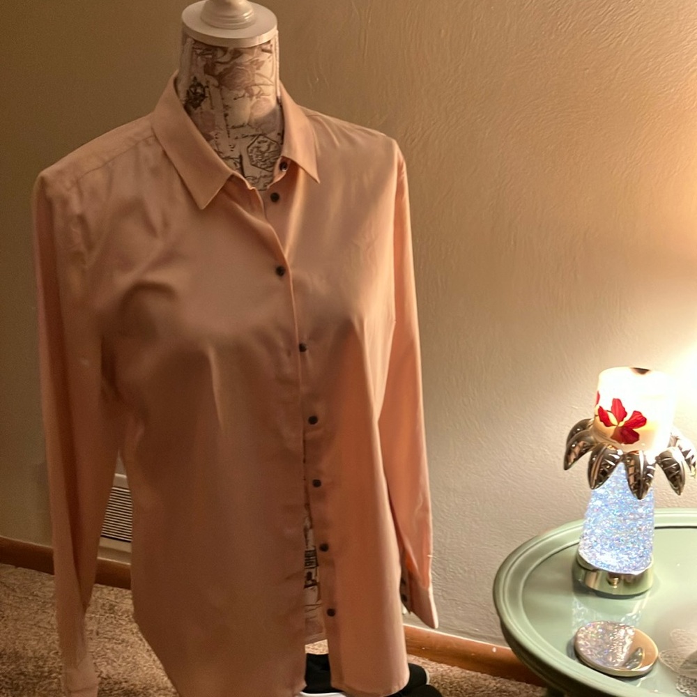 METAPHOR. PEACH COLORED LONG SLEEVE BLOUSE. SIZE LARGE. NWT